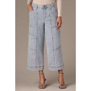 Sz 8 - Wit & Wisdom Skyrise Cropped Wide Leg Utility Jeans 31 X 24